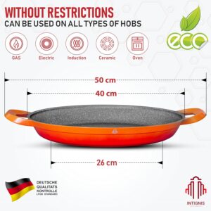 Poele a paella professionnelle, grande poele a frire de 40 cm, aluminium, revetement en marbre antiadhesif, sans produits chimiques,