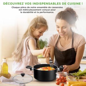 Batterie de cuisine antiadhésive Nutrichef avec ustensiles