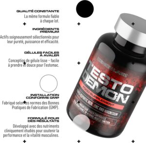 Demon Labz Testo Demon Complexe Zinc Acides Amines pour hommes avec Maca, Vitamines B et Extraits Botaniques 120 Gelules (30 P