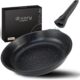 DIVORY grande poele 32cm I Poignee amovible, induction, revetu, aluminium - Grande poele a frire protege-poele - Poele a induction