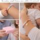 Bracelet pierre naturelle future maman - Breloque pied dorée