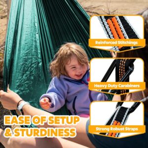 NATUREFUN Hamac Ultra-leger de Voyage Camping 300 kg Capacite de Charge,(275 x 140 cm) Nylon a Parachute 2 x Mousquetons de quali