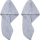 Serviette turban microfibres Polyte 2 pièces - gris 31x71 cm