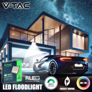 V-TAC Projecteur LED Exterieur 50W - CHIP Samsung Technologie RLE - 5000 Lumens - IP65 - Projecteur LED pour Maison, Jardin, Gar