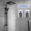 Gorbach Square Shower Column Shower Head Shower Bathroom Shower Column Black without Tap Adjustable Height Wall Shower Set with Show