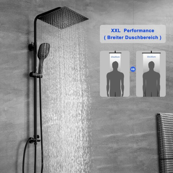 Gorbach Square Shower Column Shower Head Shower Bathroom Shower Column Black without Tap Adjustable Height Wall Shower Set with Show