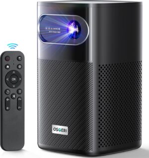 Osoeri Mini Portable Projector 1080p, 400 Lumens ANSI WiFi Video Projector, DLP Projector Support 4K with 210W Speakers, Rechargeab
