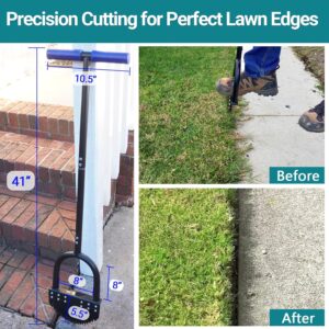 CKLT 105cm Manual Edger Cutter Carbon Steel Blade Long Handle Rubber Wide Platform Rust Resistant Garden Maintenance Tool with Manga