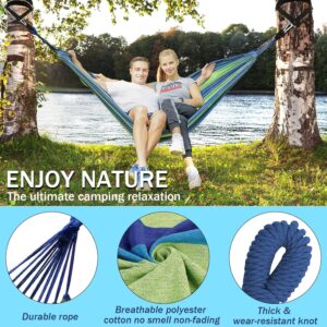 BUOAZR Hamac d'exterieur de Camping 2 Personnes(300 x 150 cm), 270 kg Capacite de Charge, 2 Mousquetons de qualites, 2 Sangles de Ny