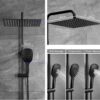 Gorbach Square Shower Column Shower Head Shower Bathroom Shower Column Black without Tap Adjustable Height Wall Shower Set with Show