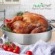 NutriChef Plat Four de Rotissage Ovale51 cm avec Grille et Couvercle - Plat Inox en Acier Inoxydable de Haute Qualite avec Poignees