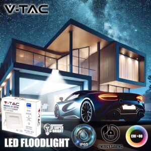 V-TAC Projecteur LED Exterieur 30W - Haute Performance Blanc- IP65 2510 Lumen Lampe Etanche pour Maison, Jardin, Garage, Fabri