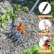 BARAYSTUS Long Handle Retractable Rotary Cultivator Stainless Steel Weatherproof with Removable Teeth Cultivator Kit for Soil Mixing