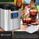 91DOahkI0FL._AC_SL1500_.jpg KESSER Machine a glacons Acier Inoxydable Machine a Glace 150 W 12 kg 24 h 3 Tailles de glacons Preparation en 6 Min Rese