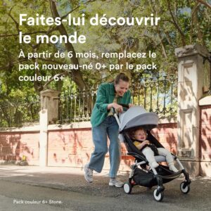 Poussette Stokke YOYO3 avec pack nouveau-ne et pack couleur 6 - Comprend un cadre noir, un pack couleur YOYO 6 (Olive) et un pack