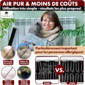 WEIDEBACH Brosse A Radiateur De 125cm De Long 75cm De Brosse en Nylon Brosse A Radiateur sans Poils d'animaux, Brosses pour Attei