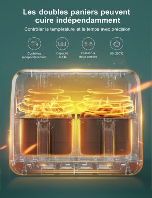 Friteuse sans huile Innsky 8L Dual Zone double panier