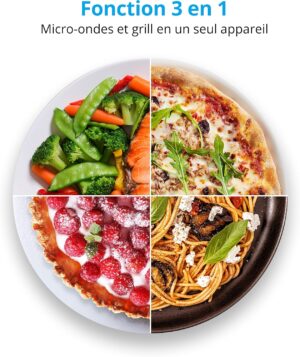 MEDION Micro-onde 3en1 avec gril et air chaud combine (23L, 800W, 1200 W grilair chaud, 10 programmes automatiques, 5 niveaux de pu
