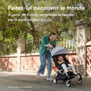 Poussette Stokke YOYO3 nacelle nouveau-né, cadre blanc, Taupe
