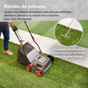 Brosse électrique gazon artificiel VonHaus 1500W, 5 hauteurs