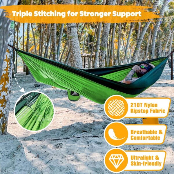 NATUREFUN Hamac Ultra-leger de Voyage Camping 300 kg Capacite de Charge,(275 x 140 cm) Nylon a Parachute 2 x Mousquetons de quali