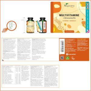 A-Z Multivitamines et Mineraux Vegavero Avec 12 Vitamines et 5 Mineraux LE SEUL SANS ADDITIFS Homme Femme Energie Anti