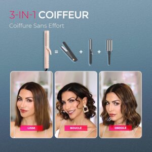 91cNGu1mVsL._AC_SL1500_.jpg TYMO Airflow Lisseur Boucleur a Cheveux 2 en 1 - Fer a Lisser et Boucler Ionique 32 mm pour Lissage Rapide ou Boucles Durables avec