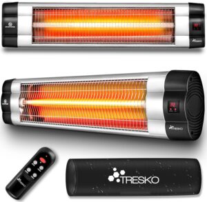 TRESKO Radiateur infrarouge exterieur 2500W Chauffage radiant terrasse murale inclination telecommande 3 niveaux interie