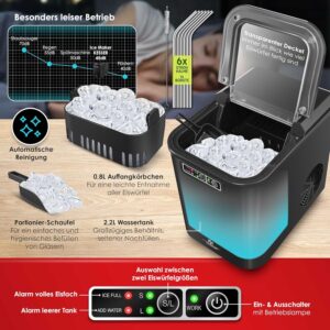91fpASRSQKL._AC_SL1500_.jpg KESSER® Machine à glaçons | Machine à glaçons acier inoxydable | Machine à glace | 12 kg 24 h | Préparation en 7 min | Réservoir d'e