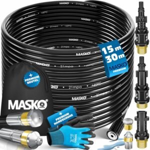 Déboucheur canalisation MASKO 200 bars kit rotatif 3 adapt. 2 buses