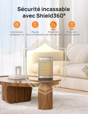 91kHvgsCe4L._AC_SL1500_.jpg Dreo Chauffage d'appoint Atom One, Oscillant sur 70, Electrique, Radiateur ceramique PTC avec thermostat, Minuterie 1-12 h, Telecom