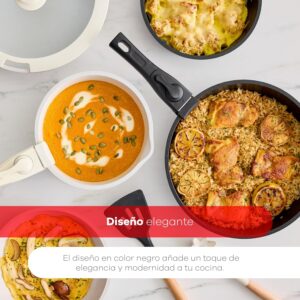 BERGNER Batterie de cuisine avec poignee amovible 2 poeles, 2 casseroles, 1 sauteuse, 2 couvercles et 2 ustensiles - En fonte d'alum