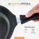DIVORY grande poele 32cm I Poignee amovible, induction, revetu, aluminium - Grande poele a frire protege-poele - Poele a induction