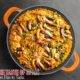 Poele a paella professionnelle, grande poele a frire de 40 cm, aluminium, revetement en marbre antiadhesif, sans produits chimiques,