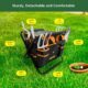 GardenHOME 7 Piece Garden Kit - Sturdy Folding Stool - Gardening Tools Gift for Women, Men, Children, Detachable Bag