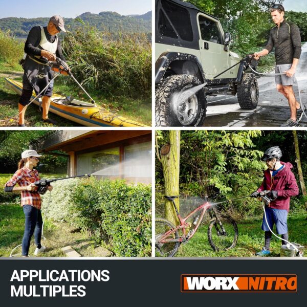 WORX Nitro 18V(20V Max) Nettoyeur Haute Pression sans Fil Hydroshot WG633E.1, PowerShare, Nettoyage de Terrasse Lavage de Voiture, M