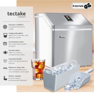 Machine à glaçons tectake® 24/15min silencieuse LED argent