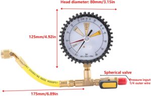 Manomètre 1/4'' SAE -1~60 bar 80mm pour climatisation R134a