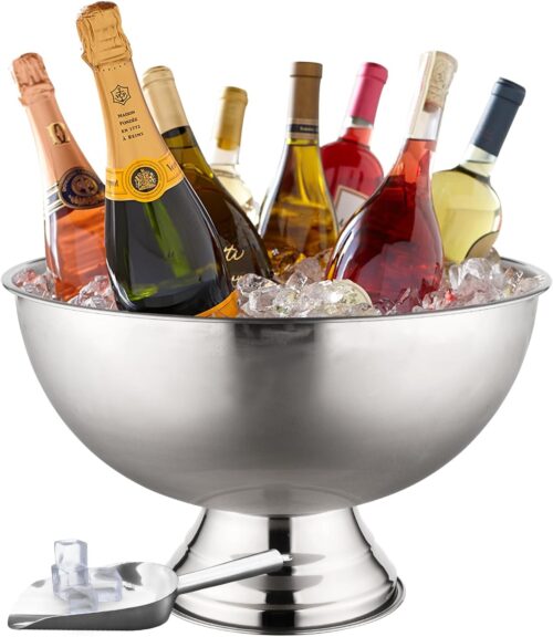 Seau à glace 12 L inox argenté isotherme avec pelle