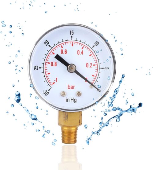 Manomètre à dépression -1 à 0 bar 50 mm 1/8 BSPT eau/air/gaz