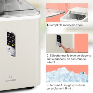 Machine à glaçons Klarstein 1,5L autonettoyante jusqu'à 12kg