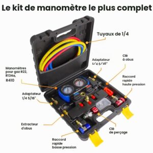 Manomètre glycérine R22/R134a/R410 anti-vibrations