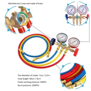 Manomètres climatisation kit tuyau R12/R22/R404A/R134a