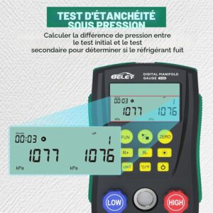 Manomètre réfrigérant numérique R32 R410a – 93 réfrigérants