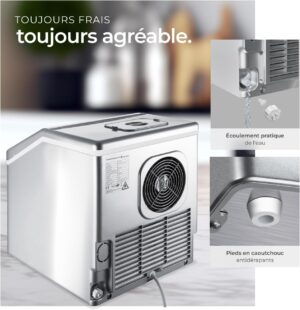 Machine à glaçons tectake® 24/15min silencieuse LED argent