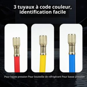 Manomètre AC Shkalacar Collecteur 3-voies R134a/R32/R410A
