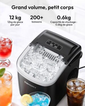 Machine à glaçons EUHOMY - 12 kg/jour, 9 glaçons/6 min