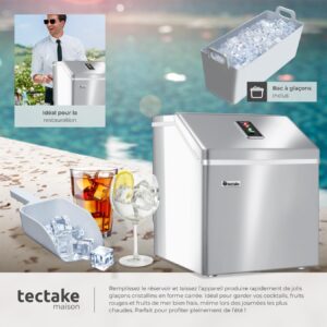 Machine à glaçons tectake® 24/15min silencieuse LED argent