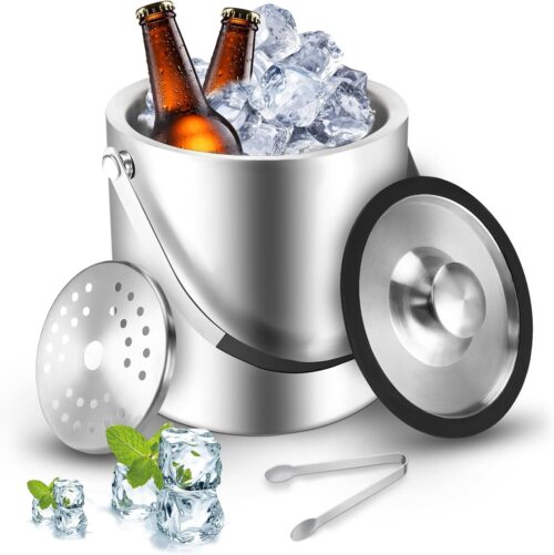 Seau à glace Sprifityy inox isolé 3.2L avec couvercle, pince