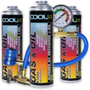 Réfrigérant R134a remplacement Réfrigérant R134a remplacement 3x290g + tuyau manomètre auto